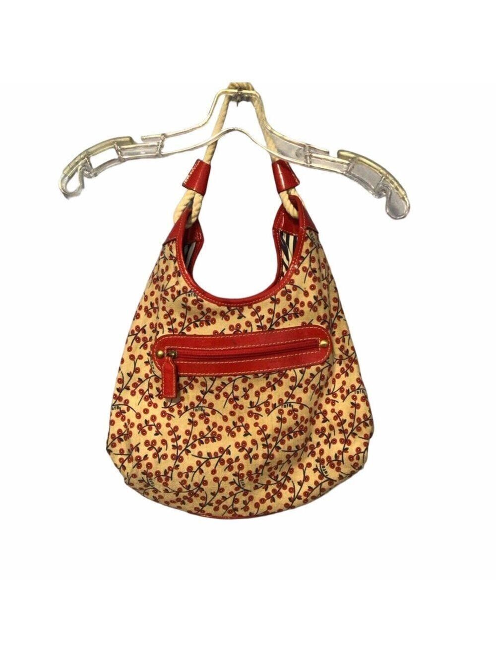 RAFE NEW YORK for CLARINS PARIS Floral Hobo Shoulder Handbag Canvas Red Trim